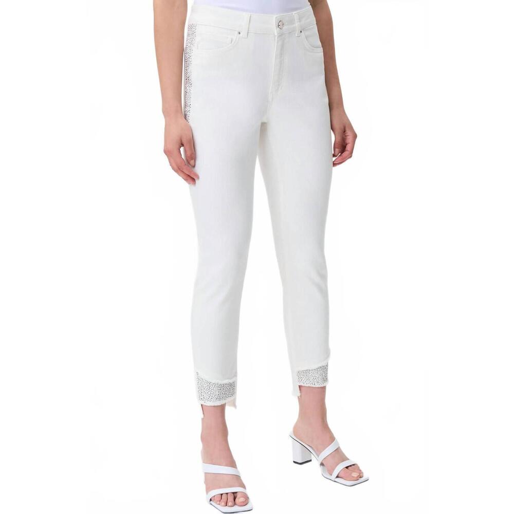 NEW JOSEPH RIBKOFF women's embellished jeans in cream